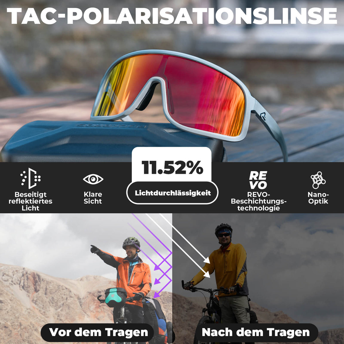 ROCKBROS Zonnebril Zelftönend UV400-bescherming