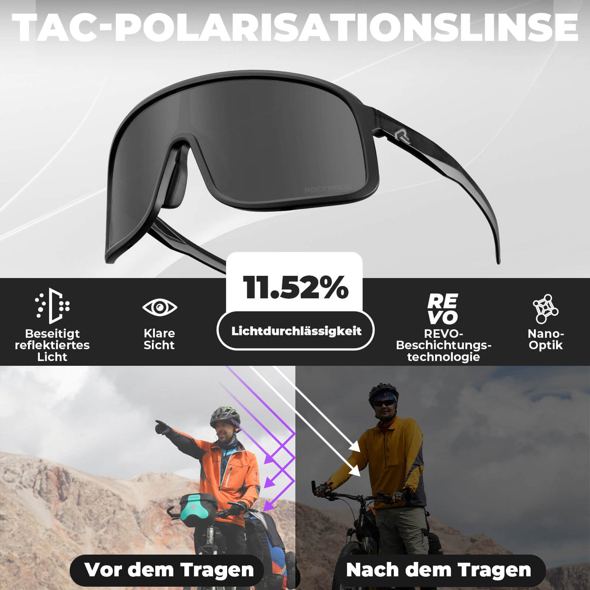 ROCKBROS Zonnebril Zelftönend UV400-bescherming