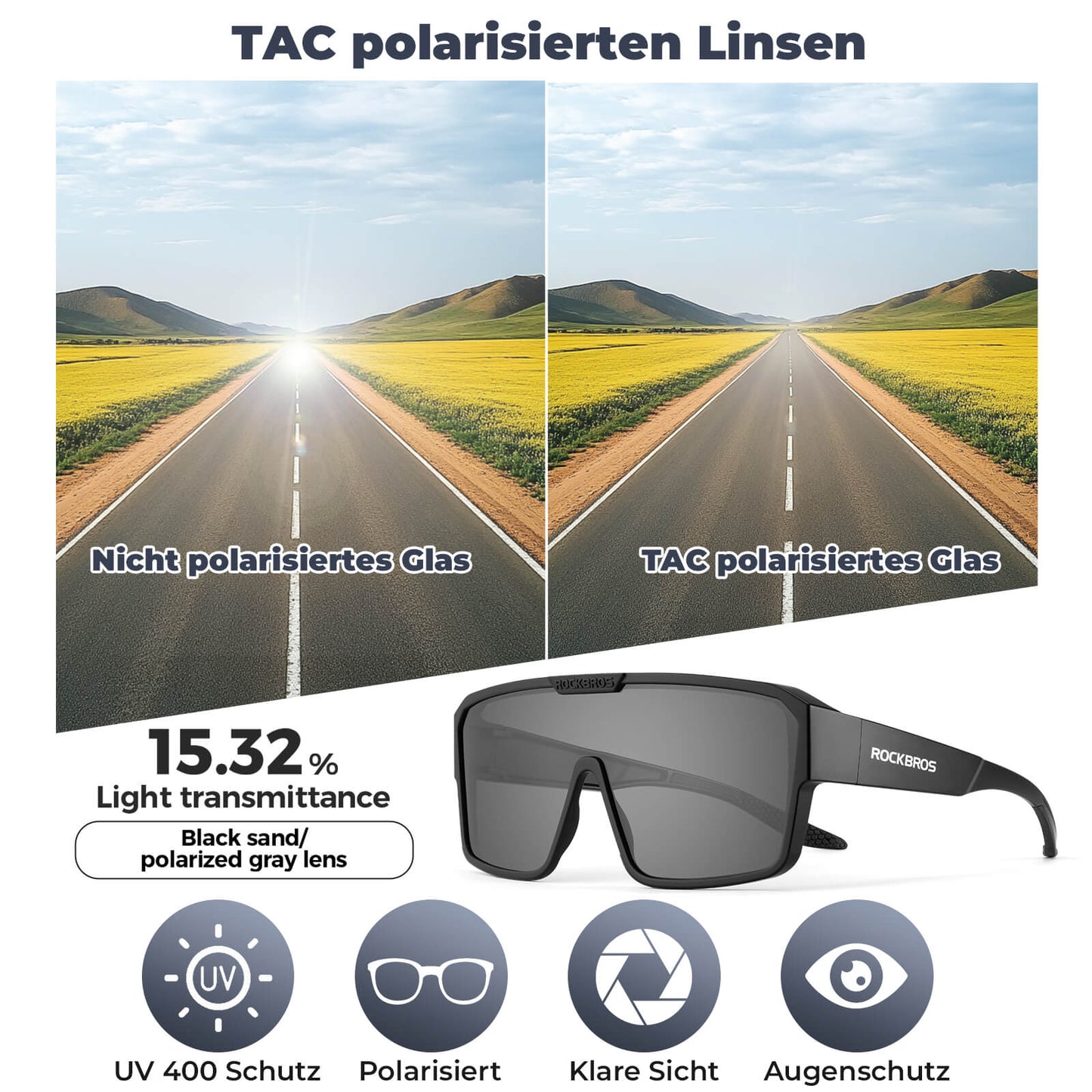 Gepolariseerde fietsbrillen, outdoor zonnebrillen, overzetbrillen, MTB racefiets, ROCKBROS
