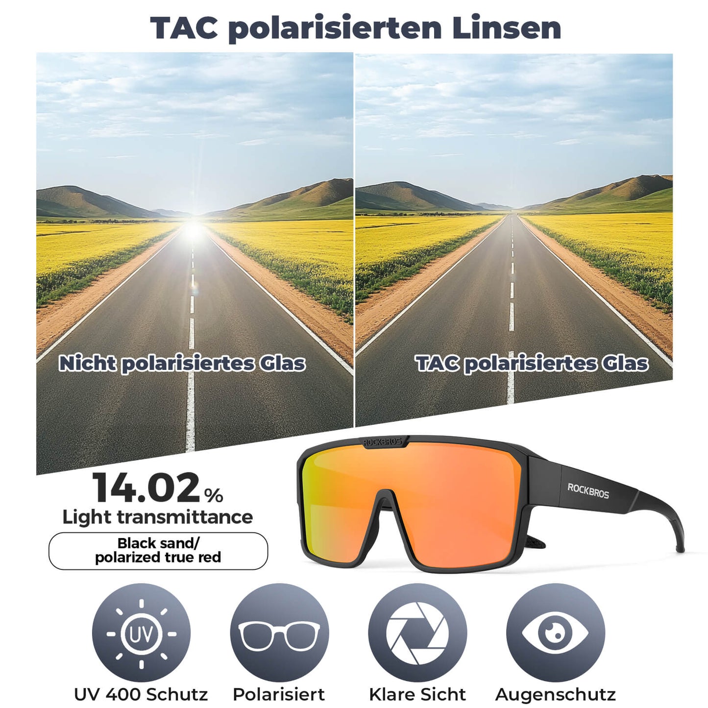 Gepolariseerde fietsbrillen, outdoor zonnebrillen, overzetbrillen, MTB racefiets, ROCKBROS