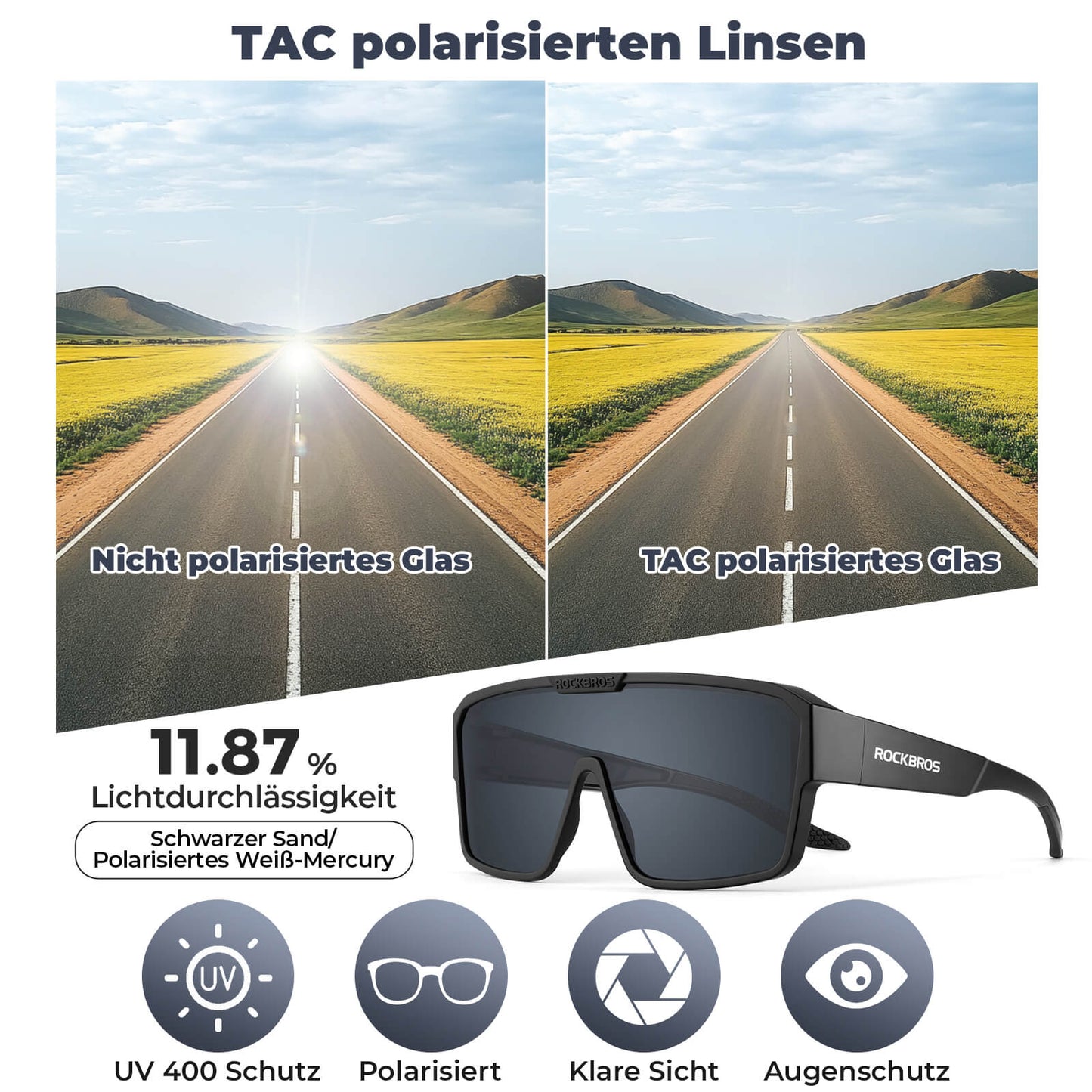 Gepolariseerde fietsbrillen, outdoor zonnebrillen, overzetbrillen, MTB racefiets, ROCKBROS