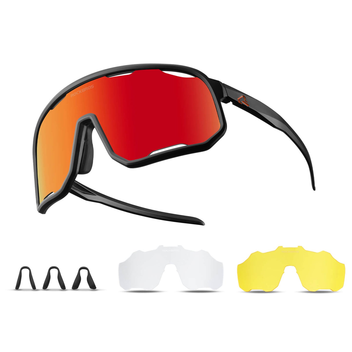 Fietsbril, gepolariseerde zonnebril, UV-bescherming, verwisselbare neuspads, dames/heren, ROCKBROS