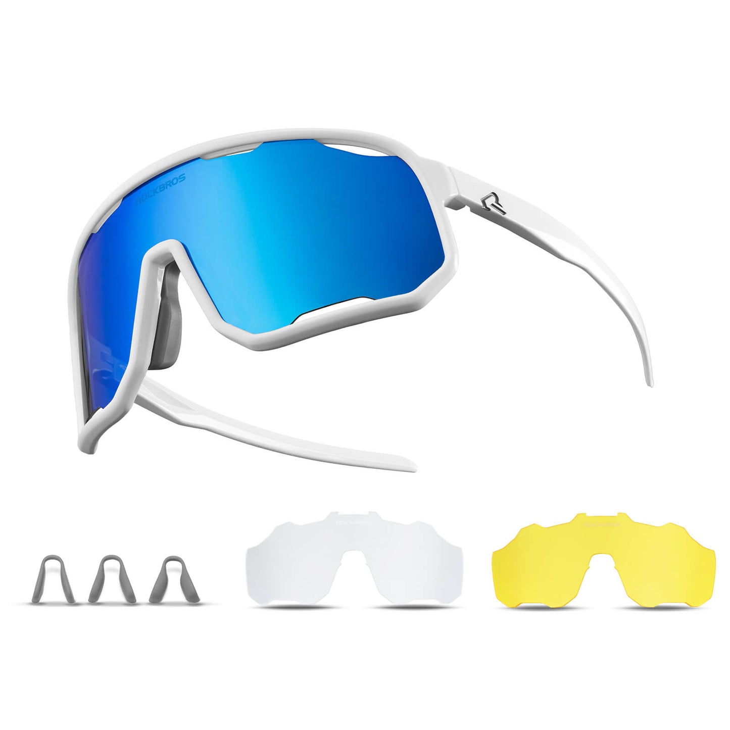 Fietsbril, gepolariseerde zonnebril, UV-bescherming, verwisselbare neuspads, dames/heren, ROCKBROS