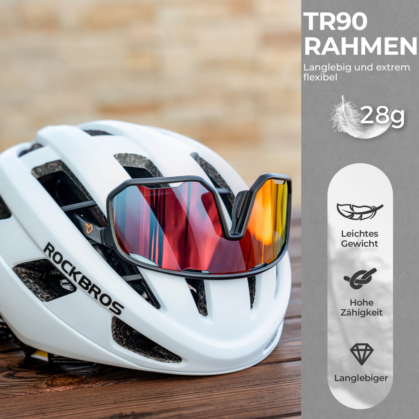Fietsbril, gepolariseerde zonnebril, UV-bescherming, verwisselbare neuspads, dames/heren, ROCKBROS