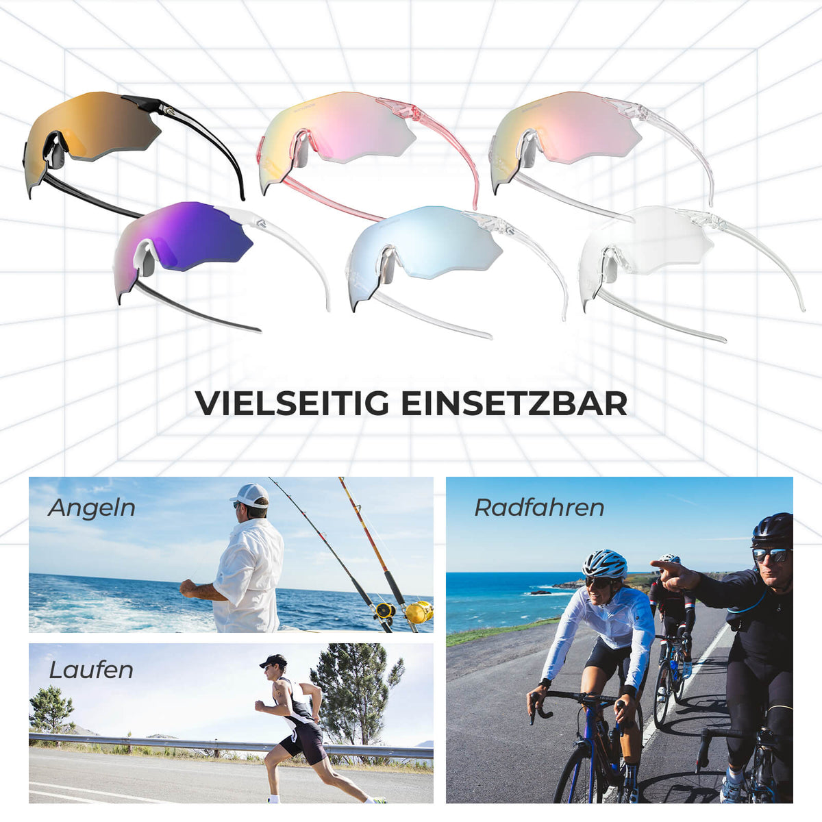 ROCKBROS Fietsbril Zelftönend UV400-bescherming Zonder Montuur -SWIFT