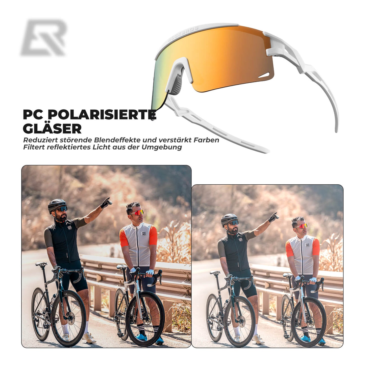Fietsbril, meekleurend/gepolariseerd, winddicht, UV-bescherming, ROCKBROS