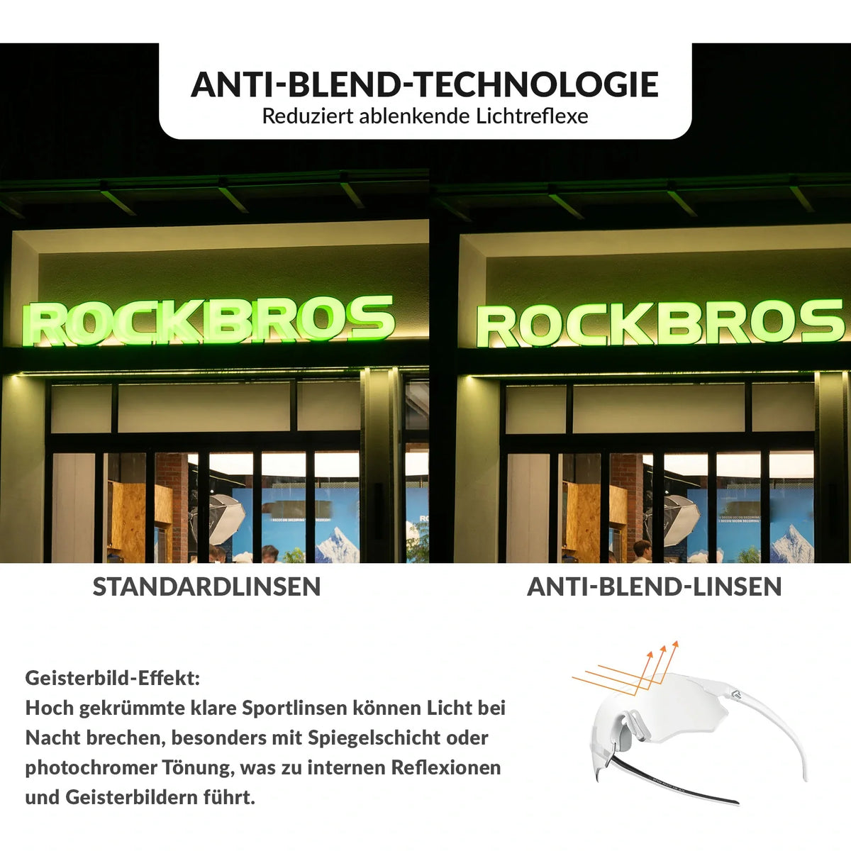ROCKBROS Fietsbril Zelftönend UV400-bescherming Zonder Montuur -SWIFT