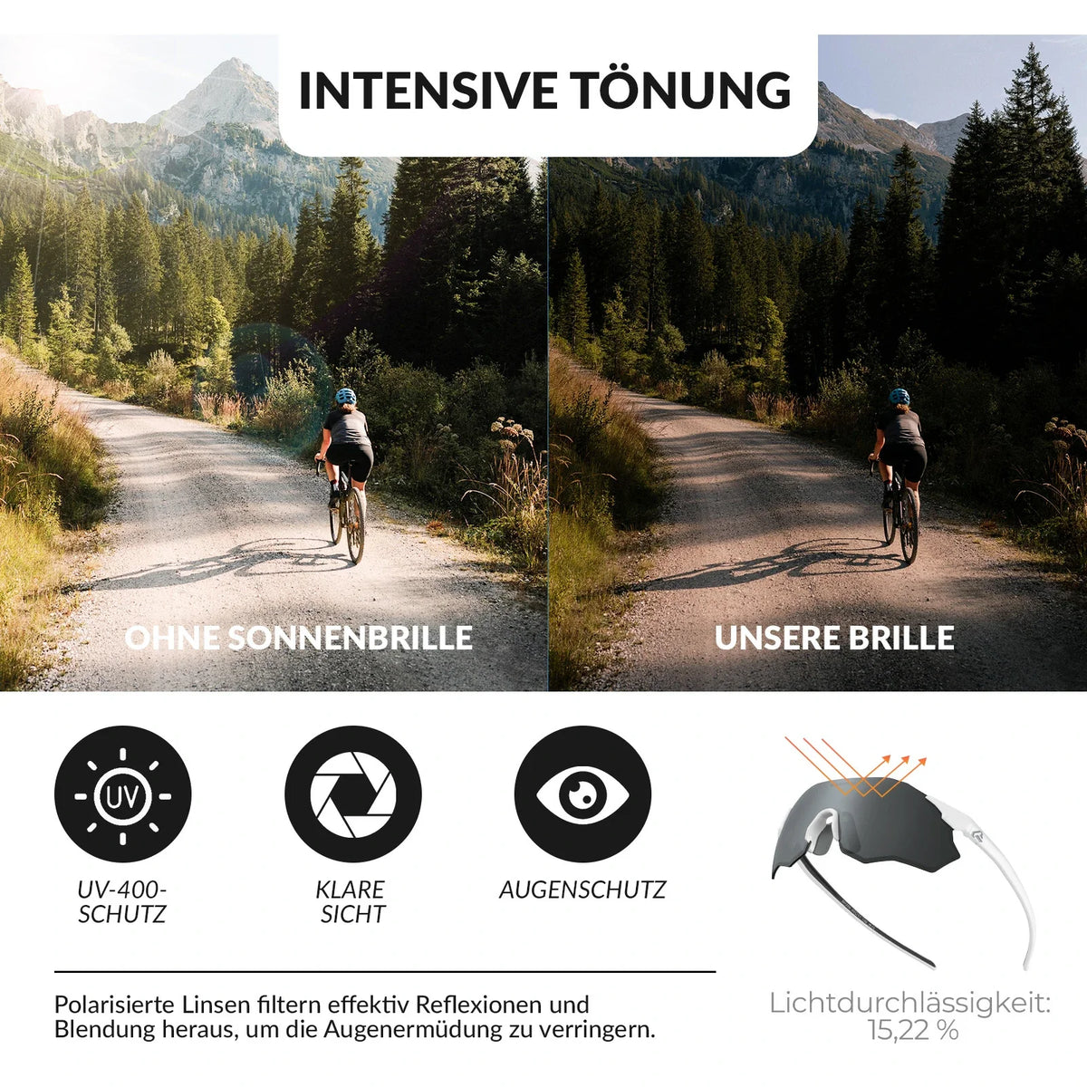 ROCKBROS Fietsbril Zelftönend UV400-bescherming Zonder Montuur -SWIFT