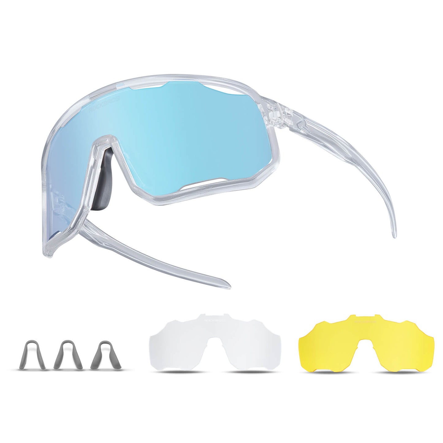 Fietsbril, meekleurende zonnebril, UV-bescherming, verwisselbare neuspads, dames/heren, ROCKBROS