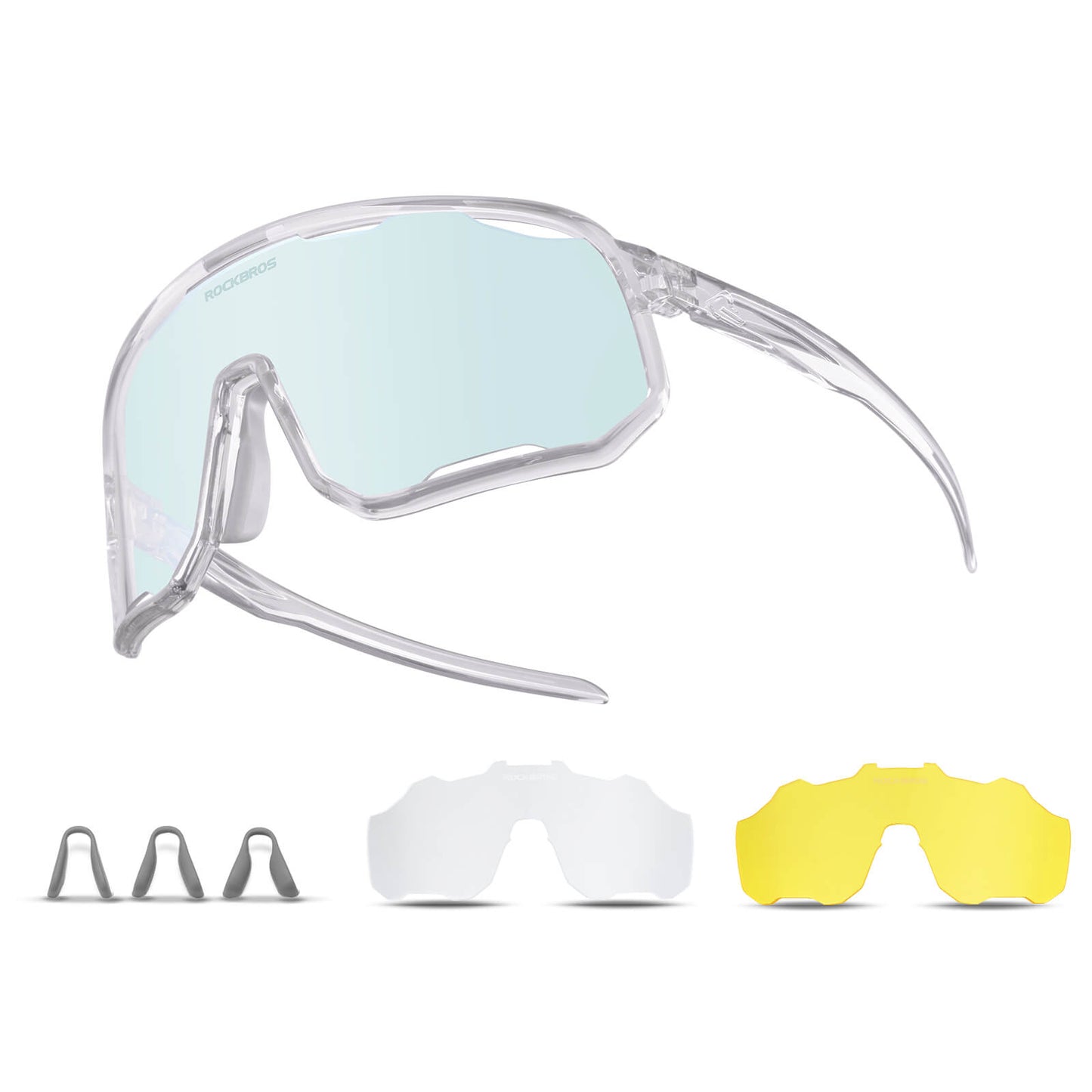 Fietsbril, meekleurende zonnebril, UV-bescherming, verwisselbare neuspads, dames/heren, ROCKBROS