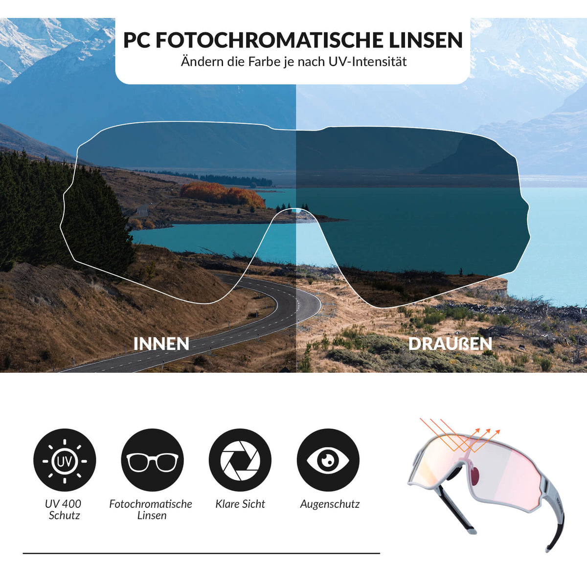 ROCKBROS Dynamische fietsbril met UV400-zonnefilter
