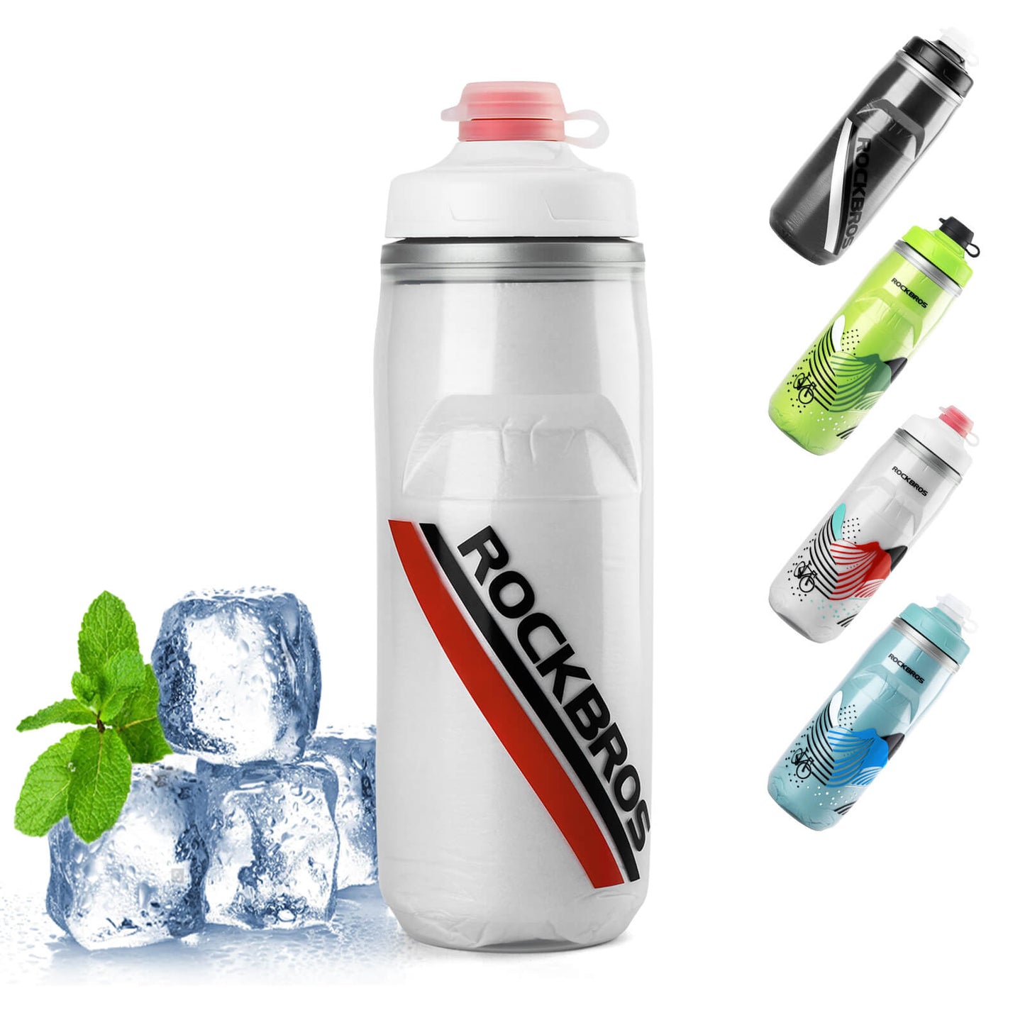 Fietsfles van 620 ml, sportfles met 5-uurs koelfunctie, ROCKBROS
