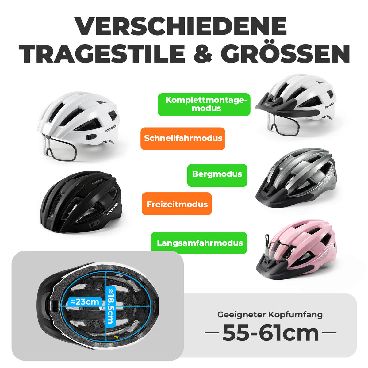 ROCKBROS fietshelm met achterlicht 55-61cm
