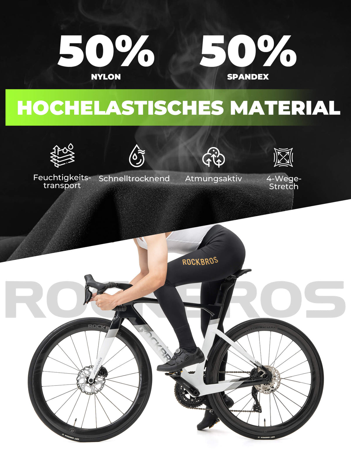 ROCKBROS Fietsbroek Lang Gevoerd Naadloos Snel Drogend Heren