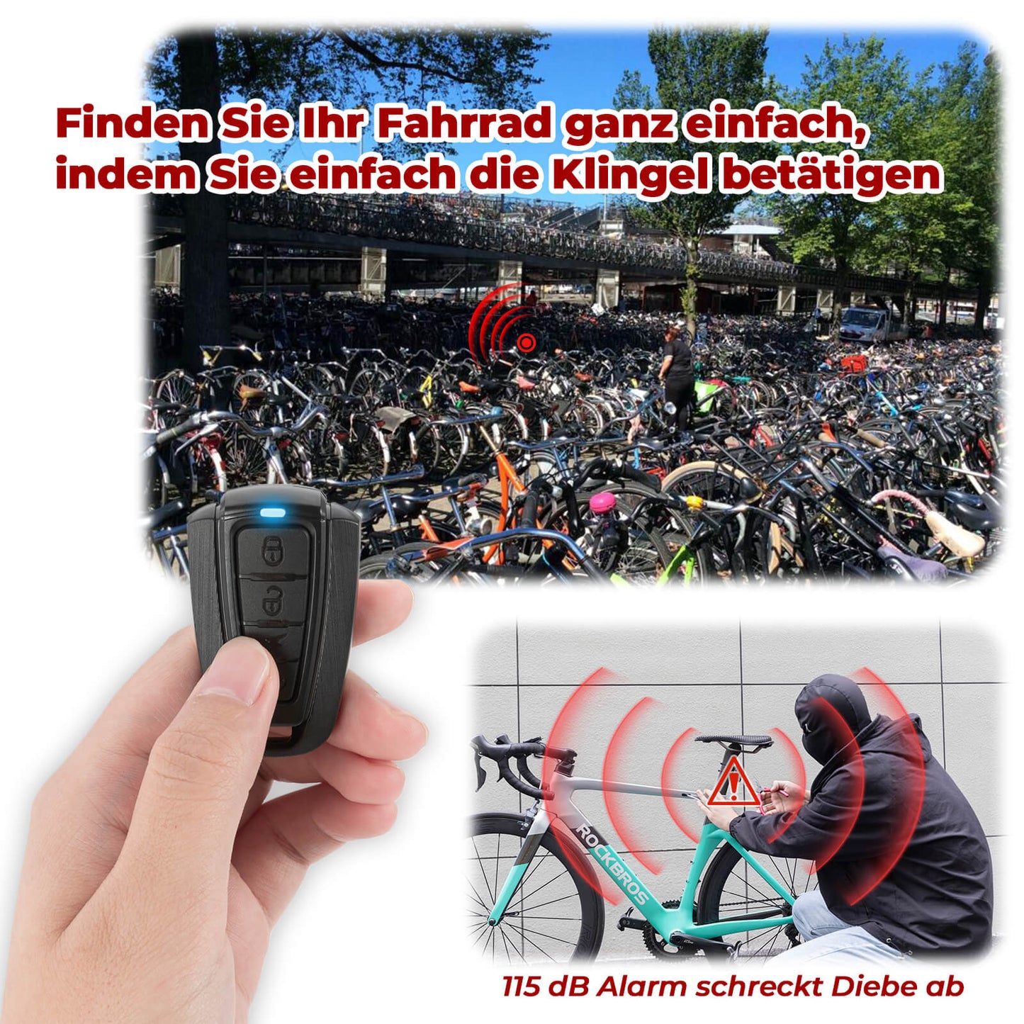 Draadloze elektrische fietsbel met waarschuwingssirene, IPX5, ROCKBROS