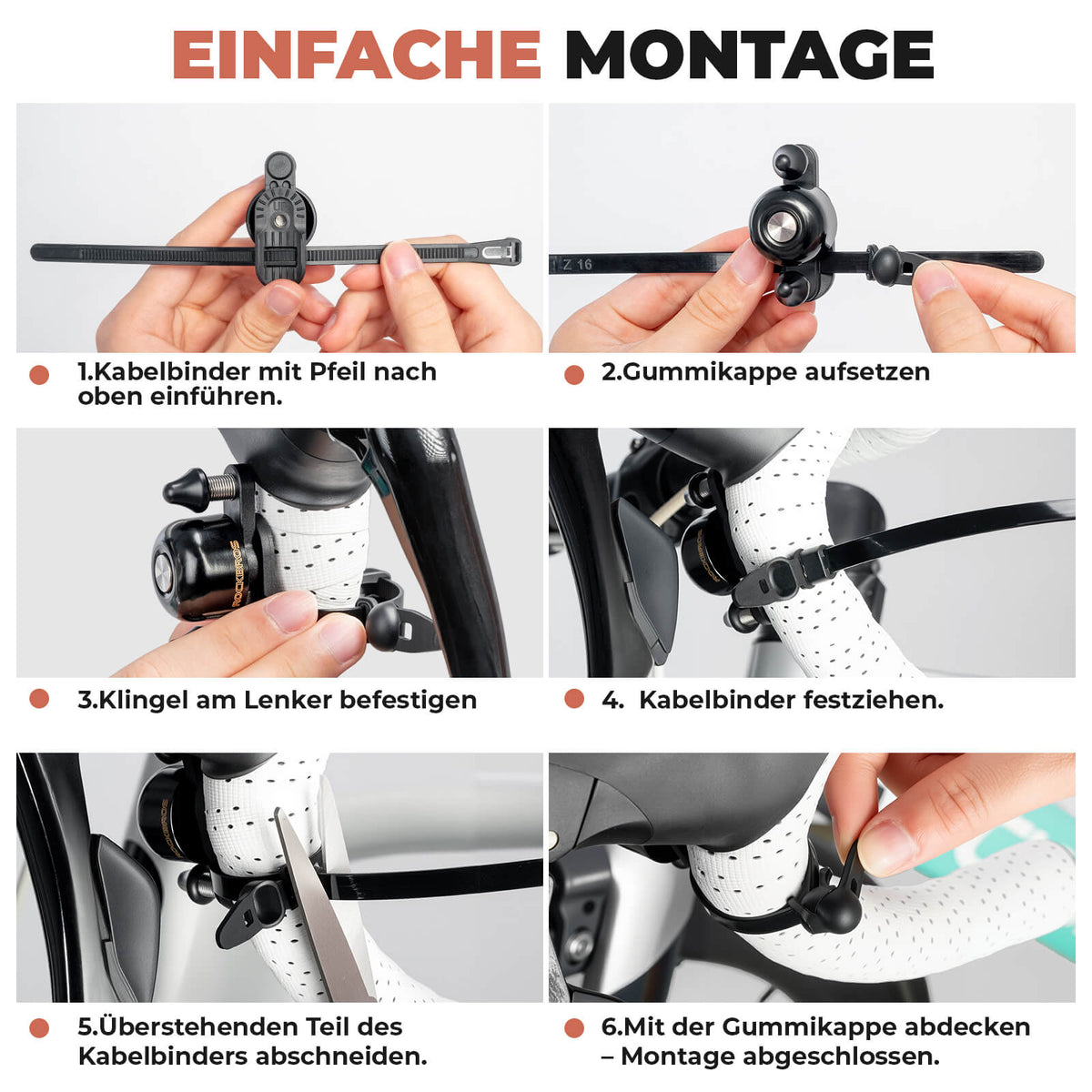 ROCKBROS Racefiets MTB Fietsbel met Dubbele Klepel 180° draaibaar