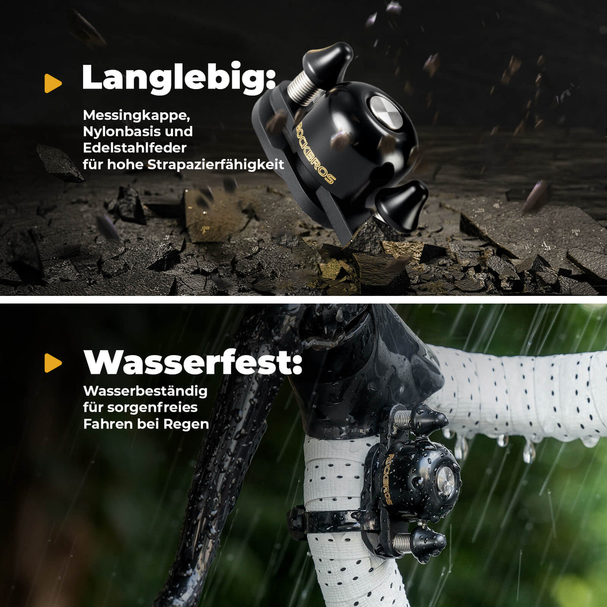 ROCKBROS Racefiets MTB Fietsbel met Dubbele Klepel 180° draaibaar