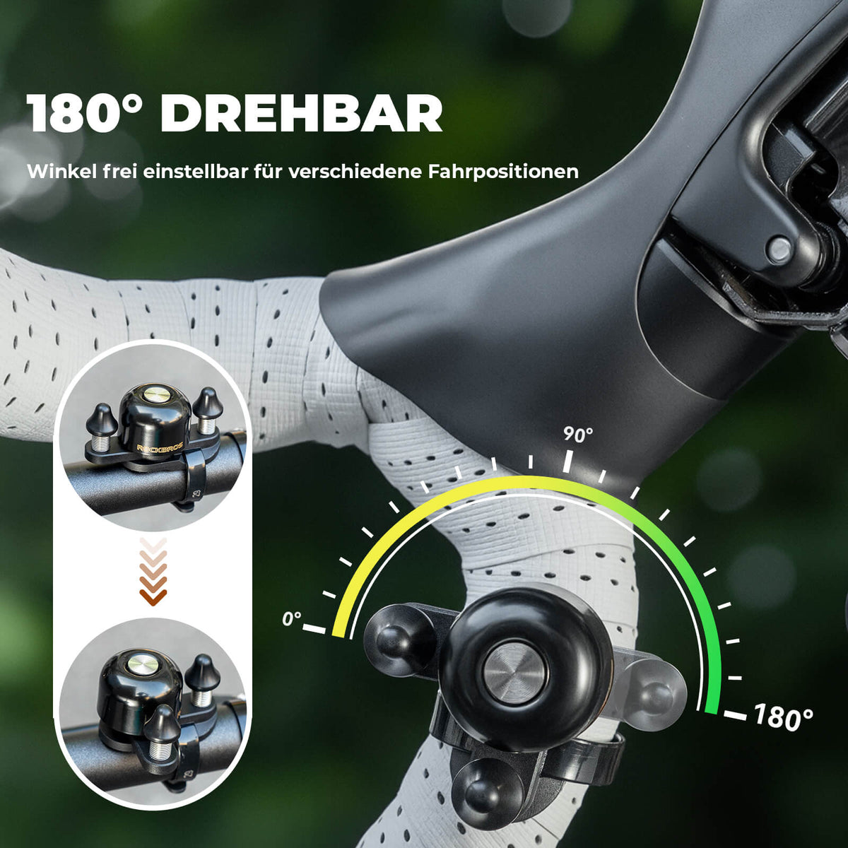 ROCKBROS Racefiets MTB Fietsbel met Dubbele Klepel 180° draaibaar