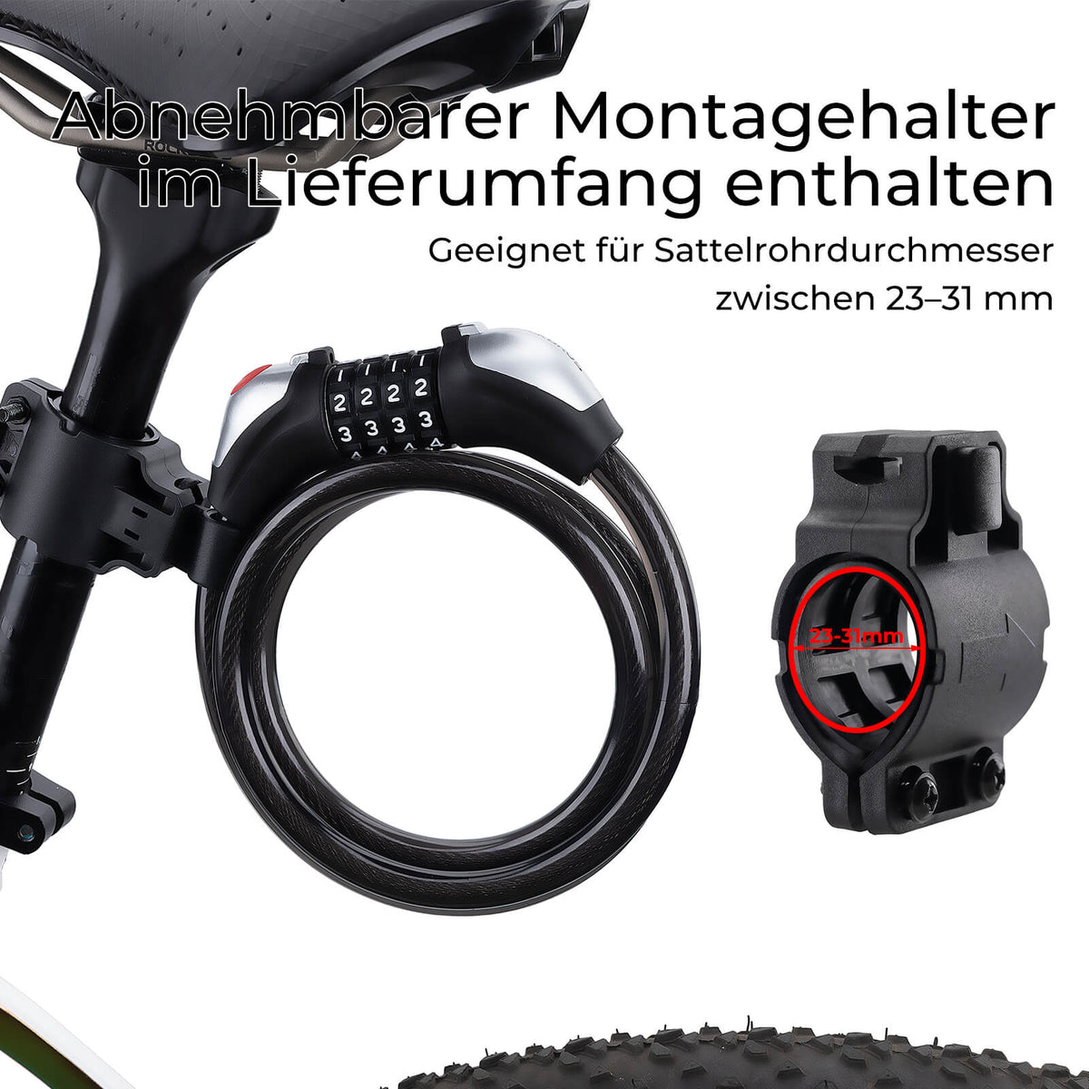 ROCKBROS Fietsslot Cabelslot 4-Cijferige Numerieke Code met Licht 120cm/180cm
