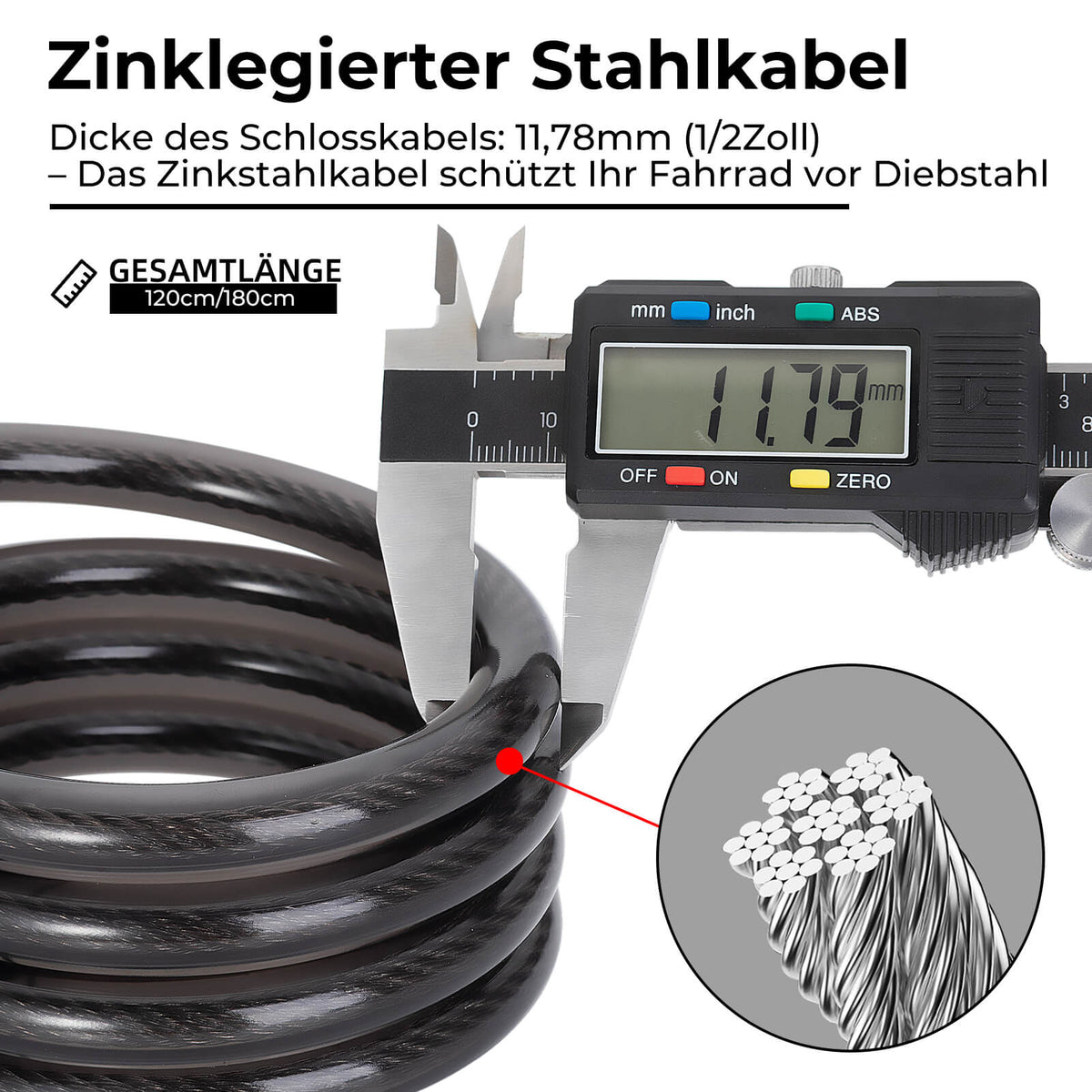 ROCKBROS Fietsslot Cabelslot 4-Cijferige Numerieke Code met Licht 120cm/180cm