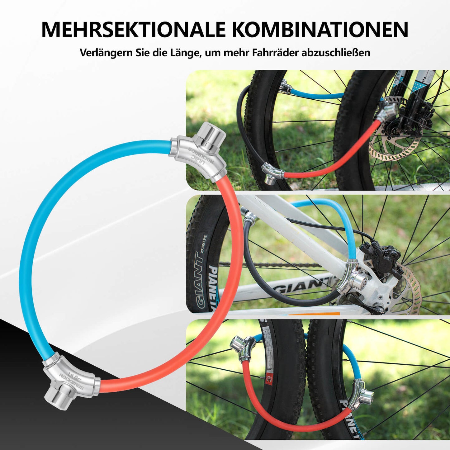 Fietskabelslot met klittenbandsluiting, geen sleutel nodig, ROCKBROS