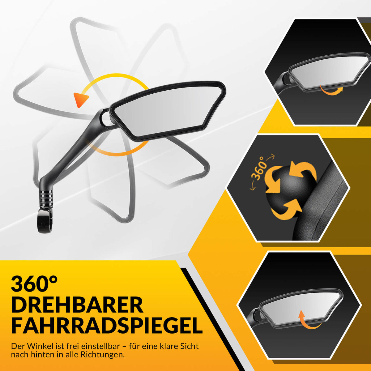 ROCKBROS Fietspiegel Achterspiegel 360 ° Verstelbaar voor Stuur 21-26mm