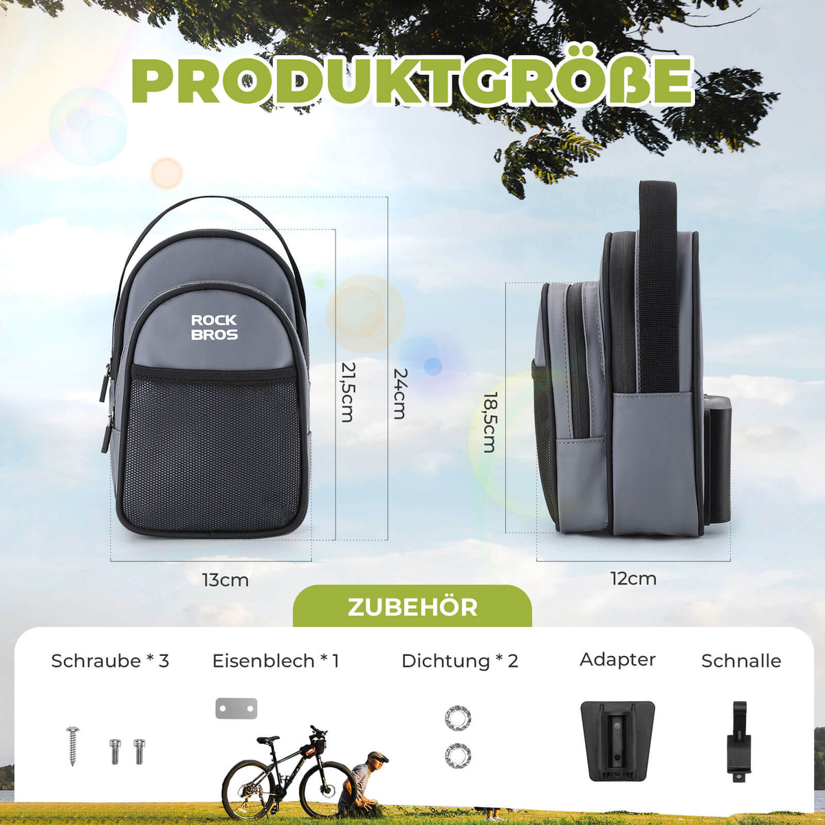ROCKBROS Stuurertas voor Klapfiets/Brompton 1,8L