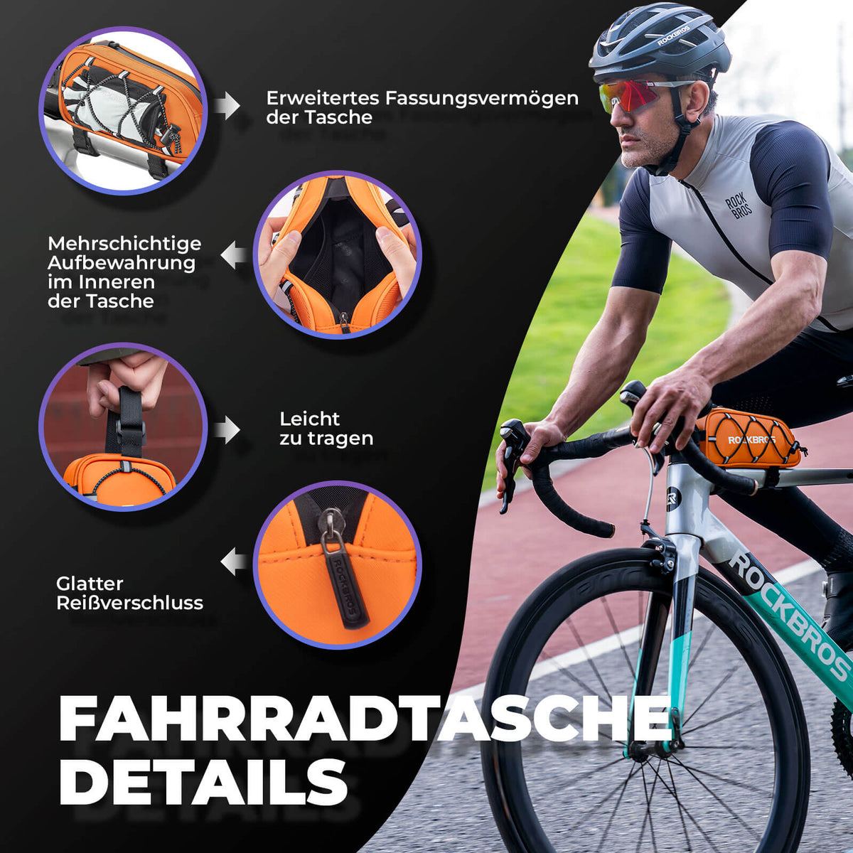ROCKBROS Buisstas 1 L Volledig Reflecterend Wit/Oranje