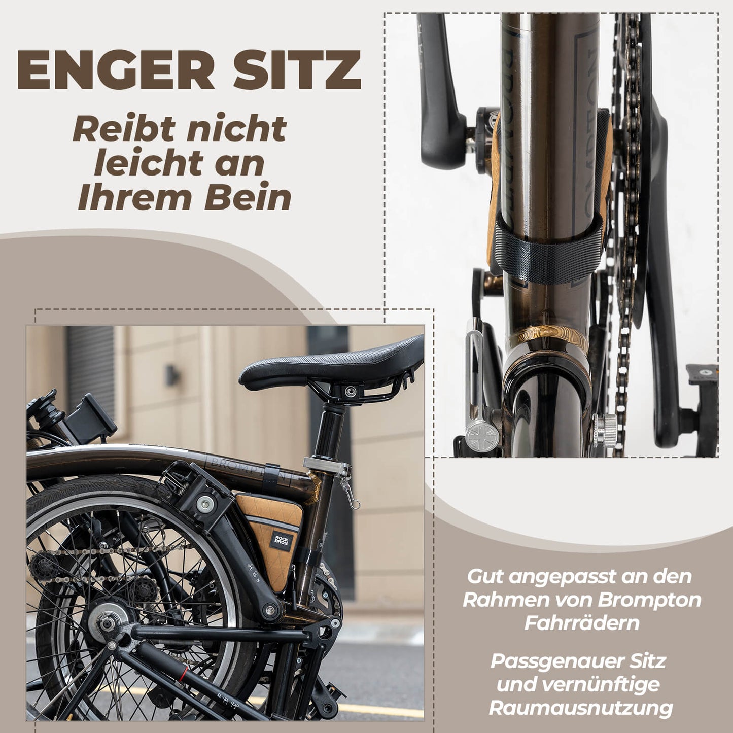 Fietsframetas, driehoekige tas voor Brompton 0,25/0,3L ROCKBROS