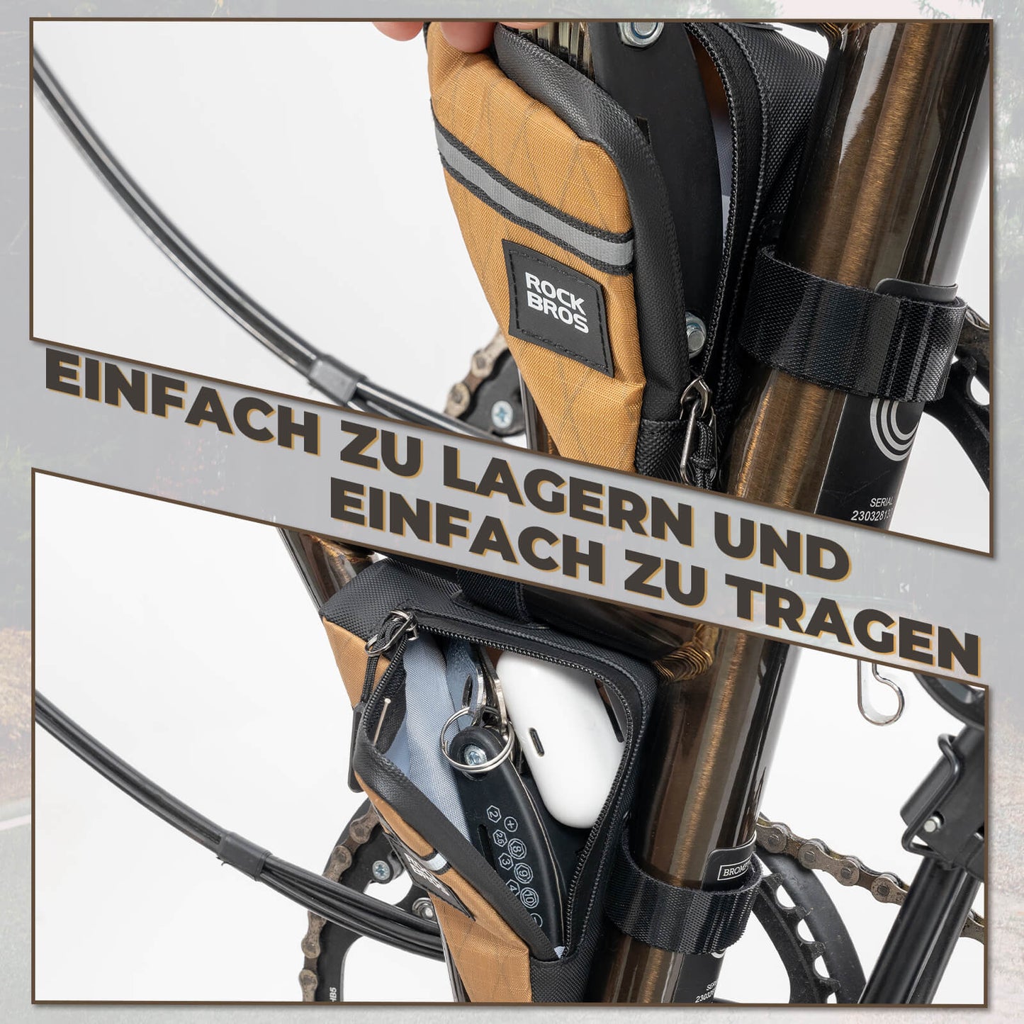 Fietsframetas, driehoekige tas voor Brompton 0,25/0,3L ROCKBROS