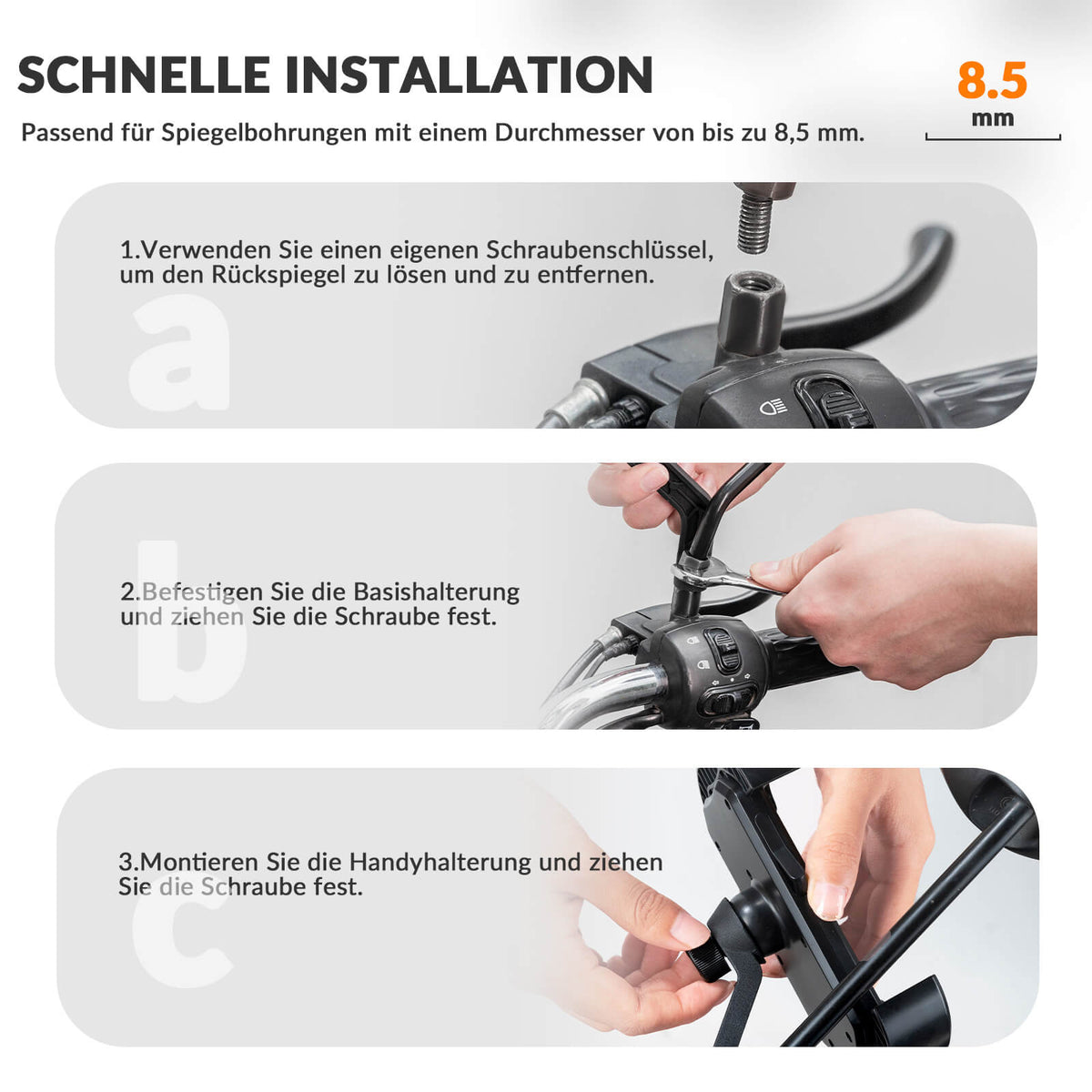 ROCKBROS Telefoonhouder Fiets Telefoonhouder Motor 360° Draaibaar voor 4,7-7,0 inch