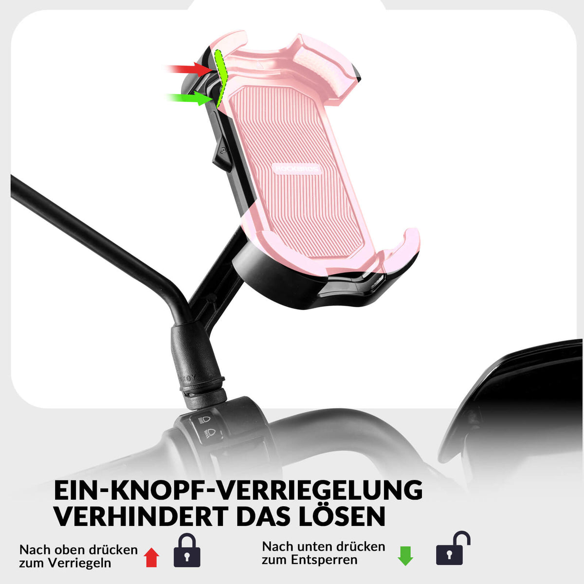 ROCKBROS Telefoonhouder Fiets Telefoonhouder Motor 360° Draaibaar voor 4,7-7,0 inch