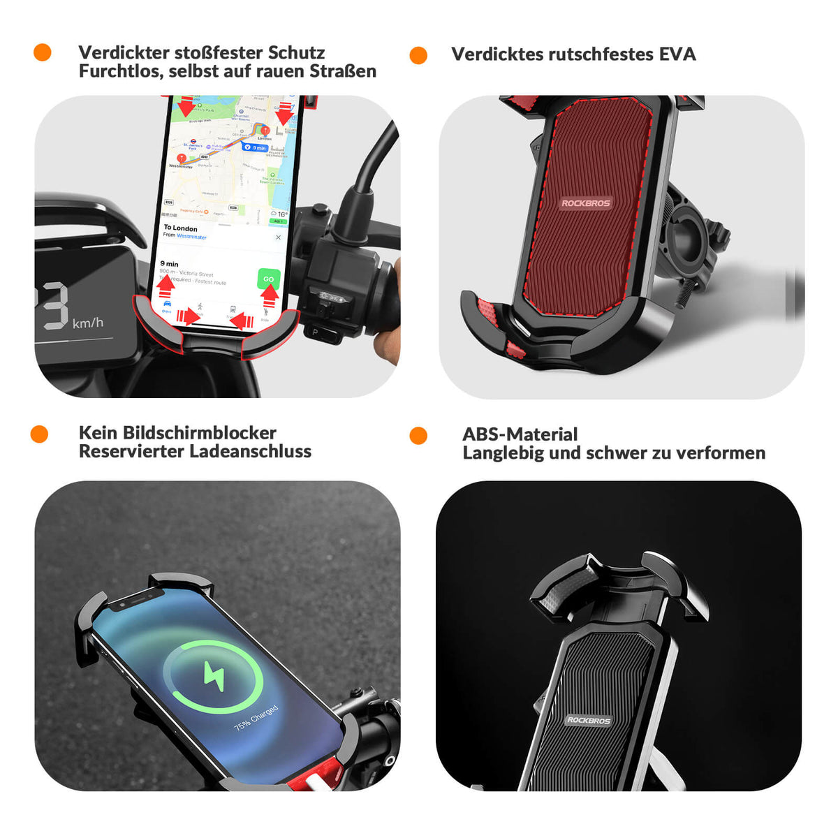 ROCKBROS Telefoonhouder Fiets Telefoonhouder Motor 360° Draaibaar voor 4,7-7,0 inch