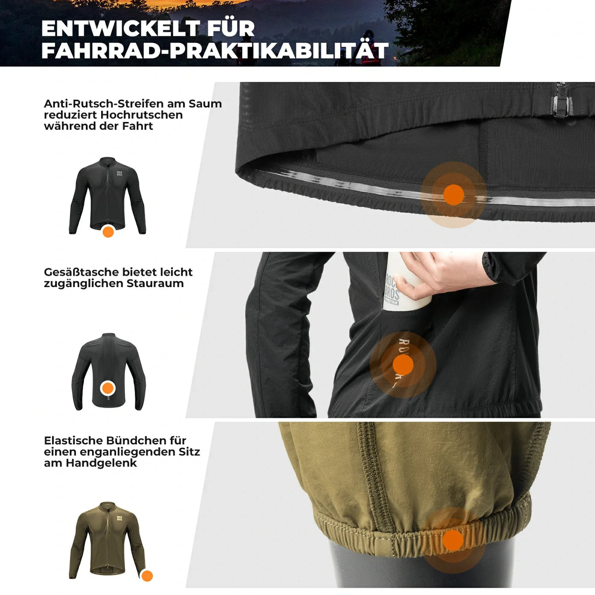 ROCKBROS Heren Lichte Fietsjack Ademend Lente