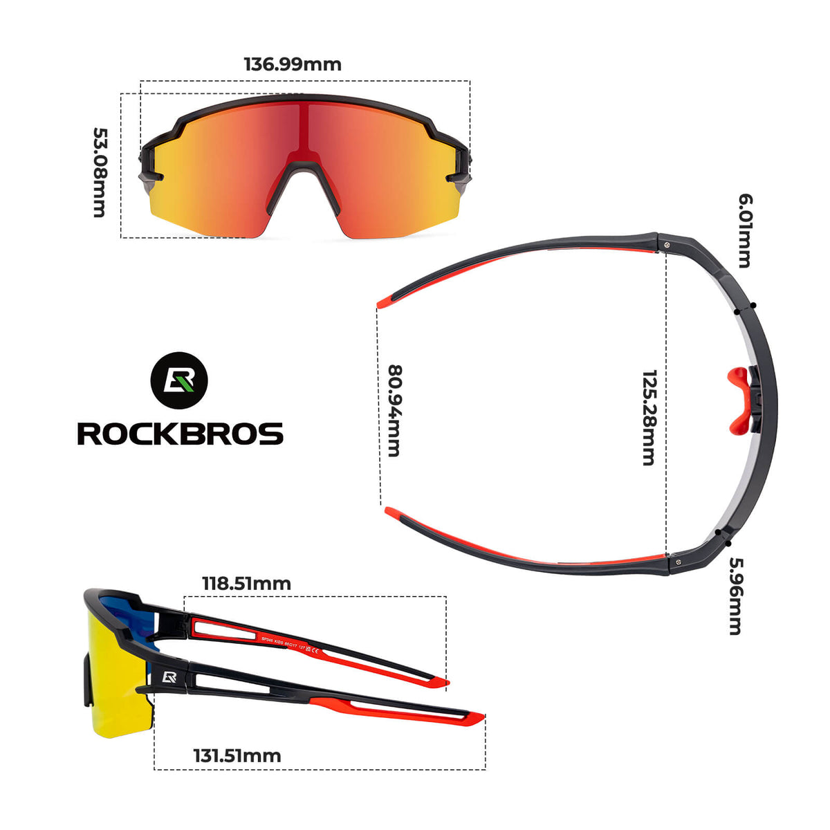 ROCKBROS Gepolariseerde sport- en fietsbril voor kinderen
