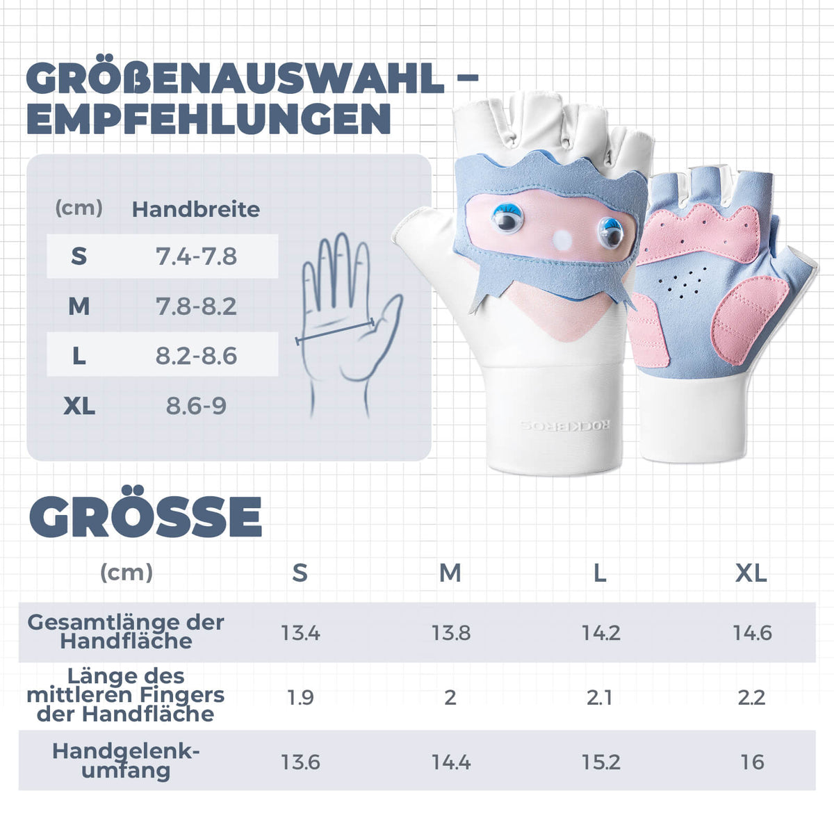 ROCKBROS Kinder Halffinger Fingerloze Fietshandschoenen