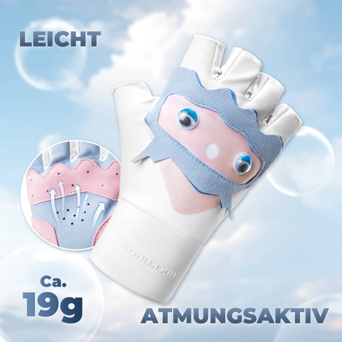 ROCKBROS Kinder Halffinger Fingerloze Fietshandschoenen