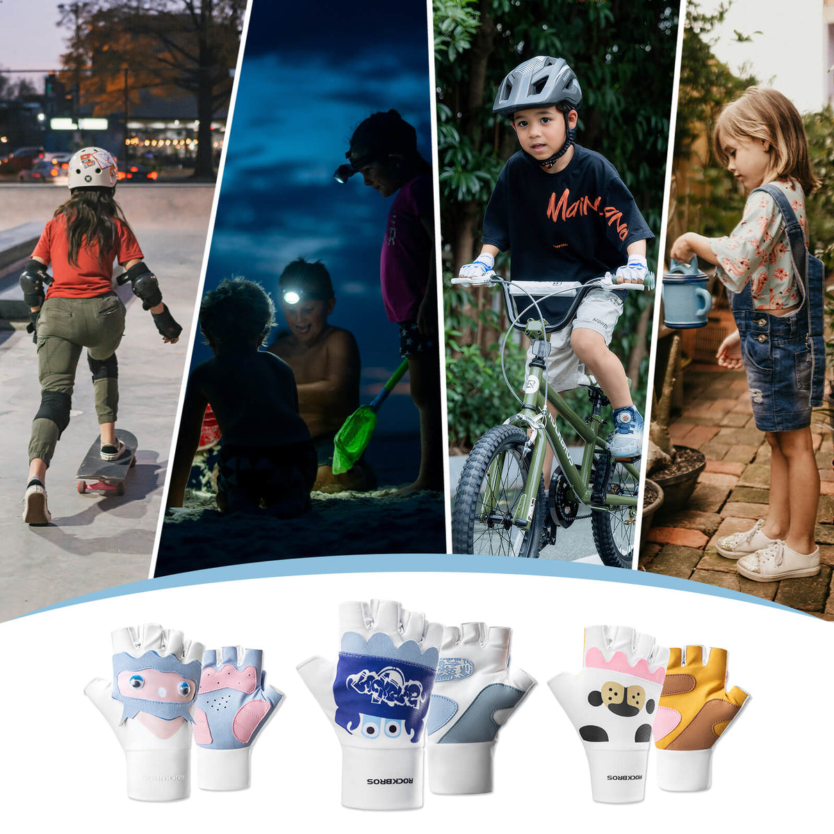 ROCKBROS Kinder Halffinger Fingerloze Fietshandschoenen