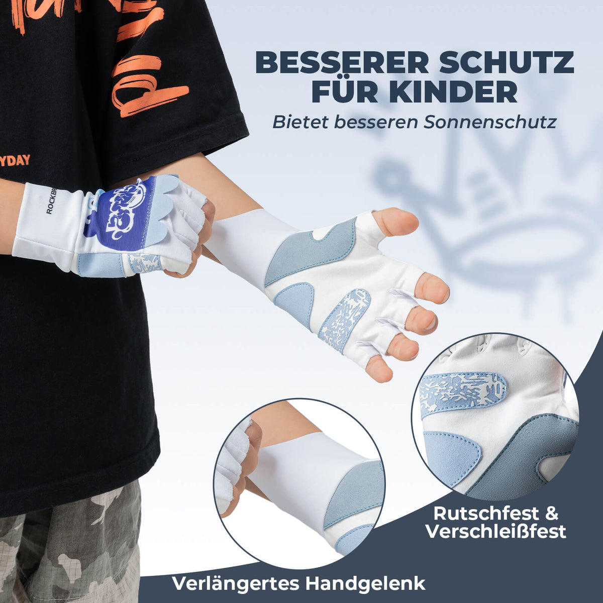 ROCKBROS Kinder Halffinger Fingerloze Fietshandschoenen