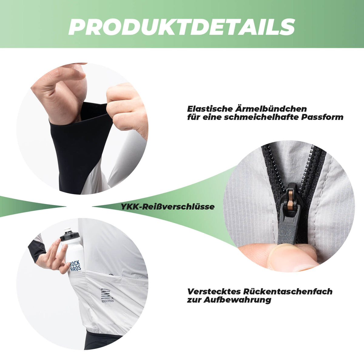 ROCKBROS Lichte Fietsshirt Ademend Reflecterend Grijs Heren