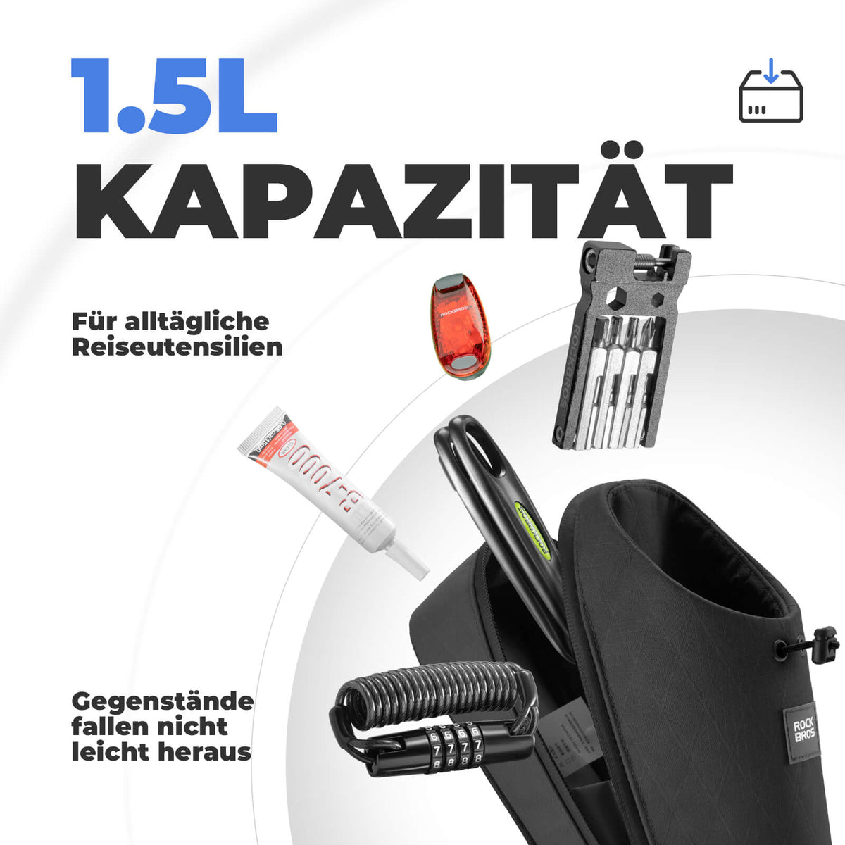 ROCKBROS Stuurtas Waterflessentas 1.5L voor drinkflessen Ø7 cm