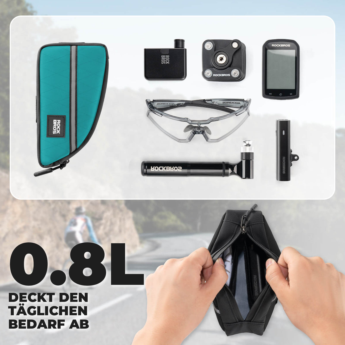 ROCKBROS Buisboodschappentas 0,8L Licht voor vouwfiets opvouwbare fietsen