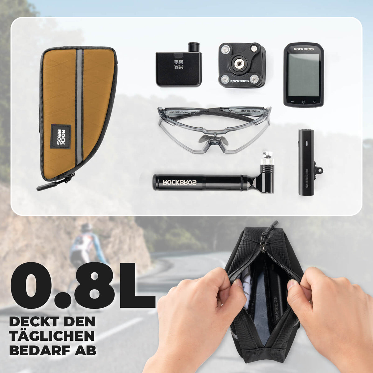 ROCKBROS Buisboodschappentas 0,8L Licht voor vouwfiets opvouwbare fietsen
