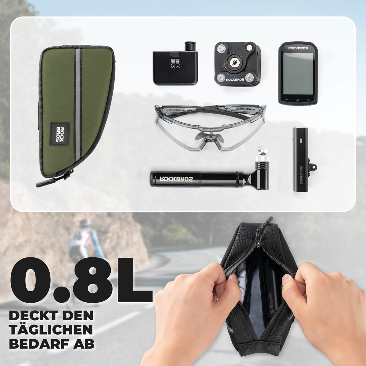 ROCKBROS Buisboodschappentas 0,8L Licht voor vouwfiets opvouwbare fietsen