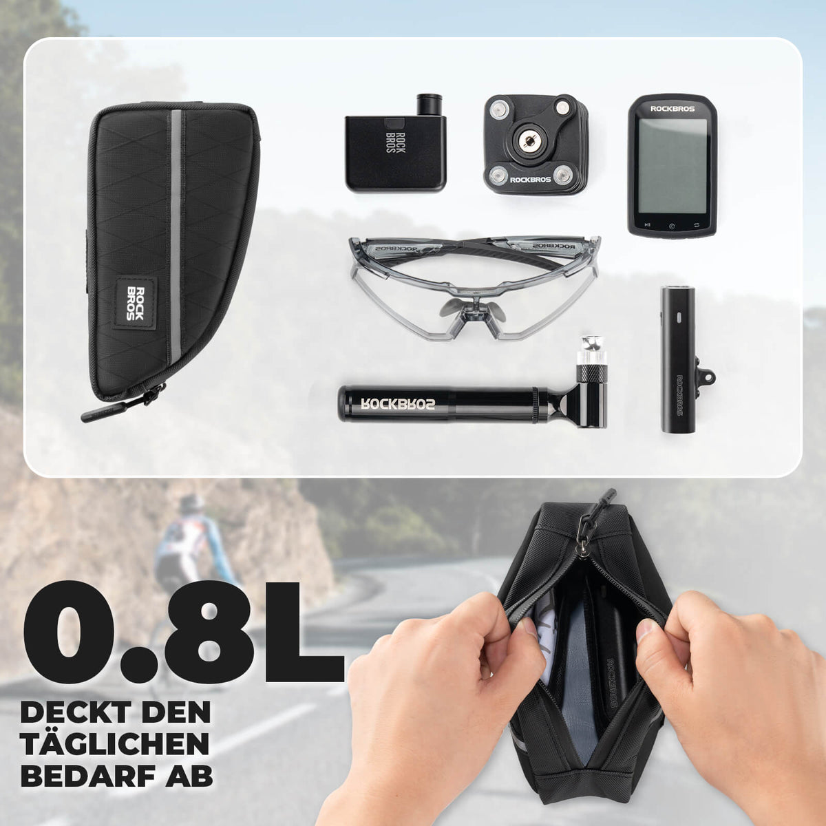 ROCKBROS Buisboodschappentas 0,8L Licht voor vouwfiets opvouwbare fietsen