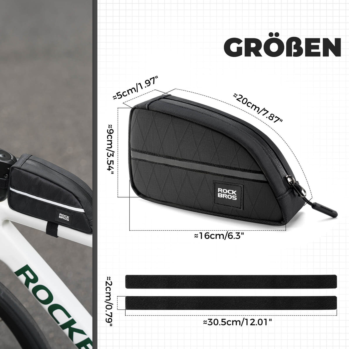 ROCKBROS Buisboodschappentas 0,8L Licht voor vouwfiets opvouwbare fietsen