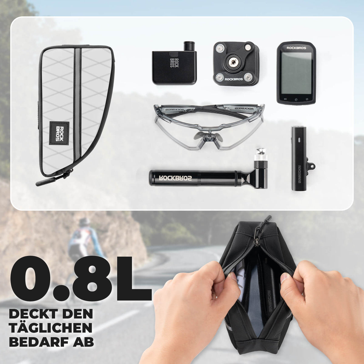 ROCKBROS Buisboodschappentas 0,8L Licht voor vouwfiets opvouwbare fietsen