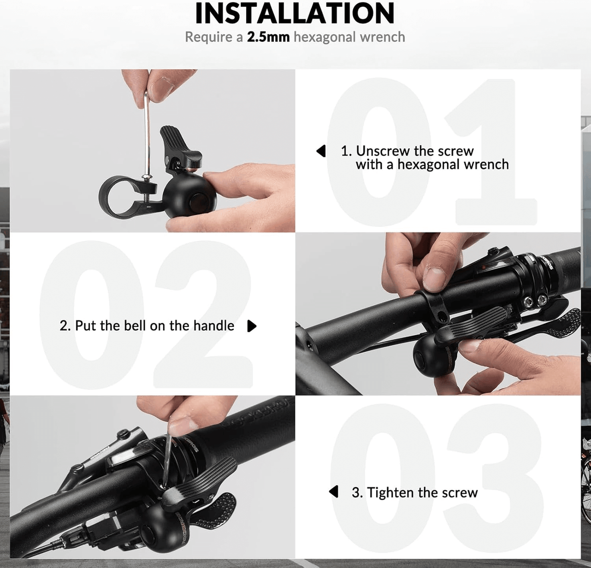 ROCKBROS Racefiets Fietsbel 100dB voor gebogen sturen 22,2mm