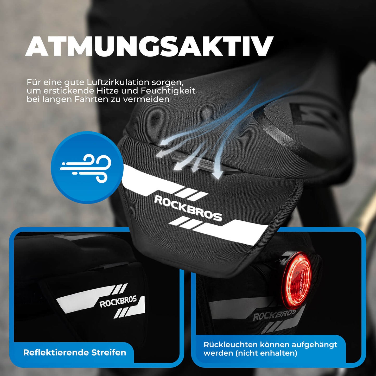 Verwarmde zadelhoes met snelsluiting voor mountainbikes, racefietsen en e-bikes van Rockbros.