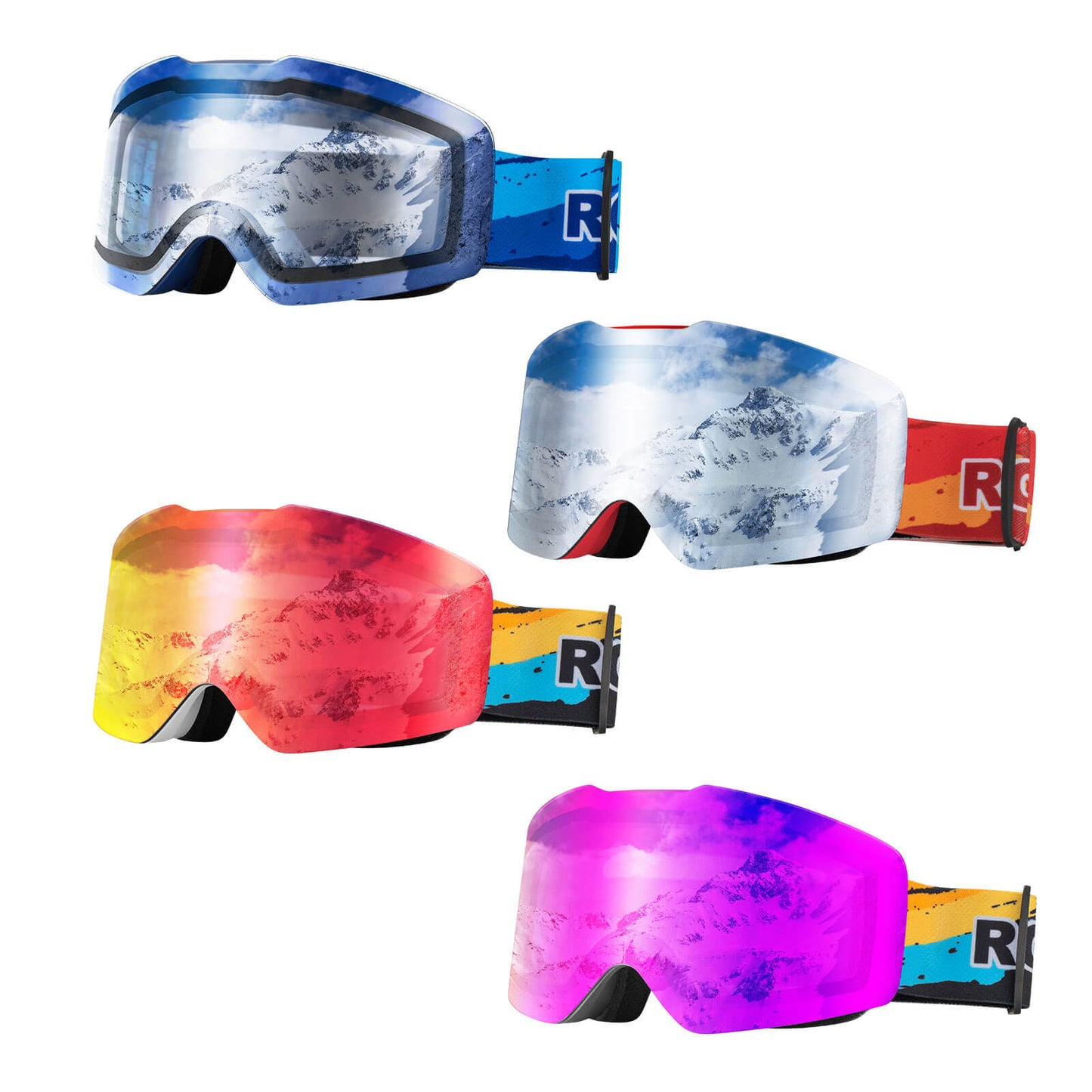 Skibril, sneeuwbril, gepolariseerde, helmcompatibele sportbril, ski?n, ROCKBROS